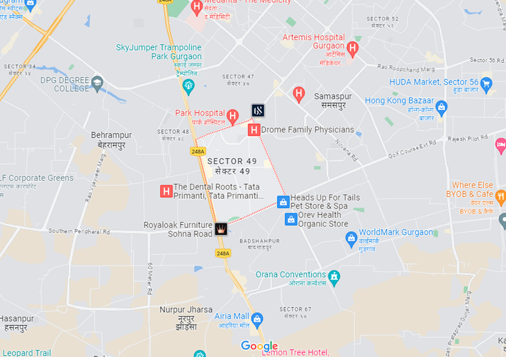 Aarize Sector 49 Gurgaon Location Map